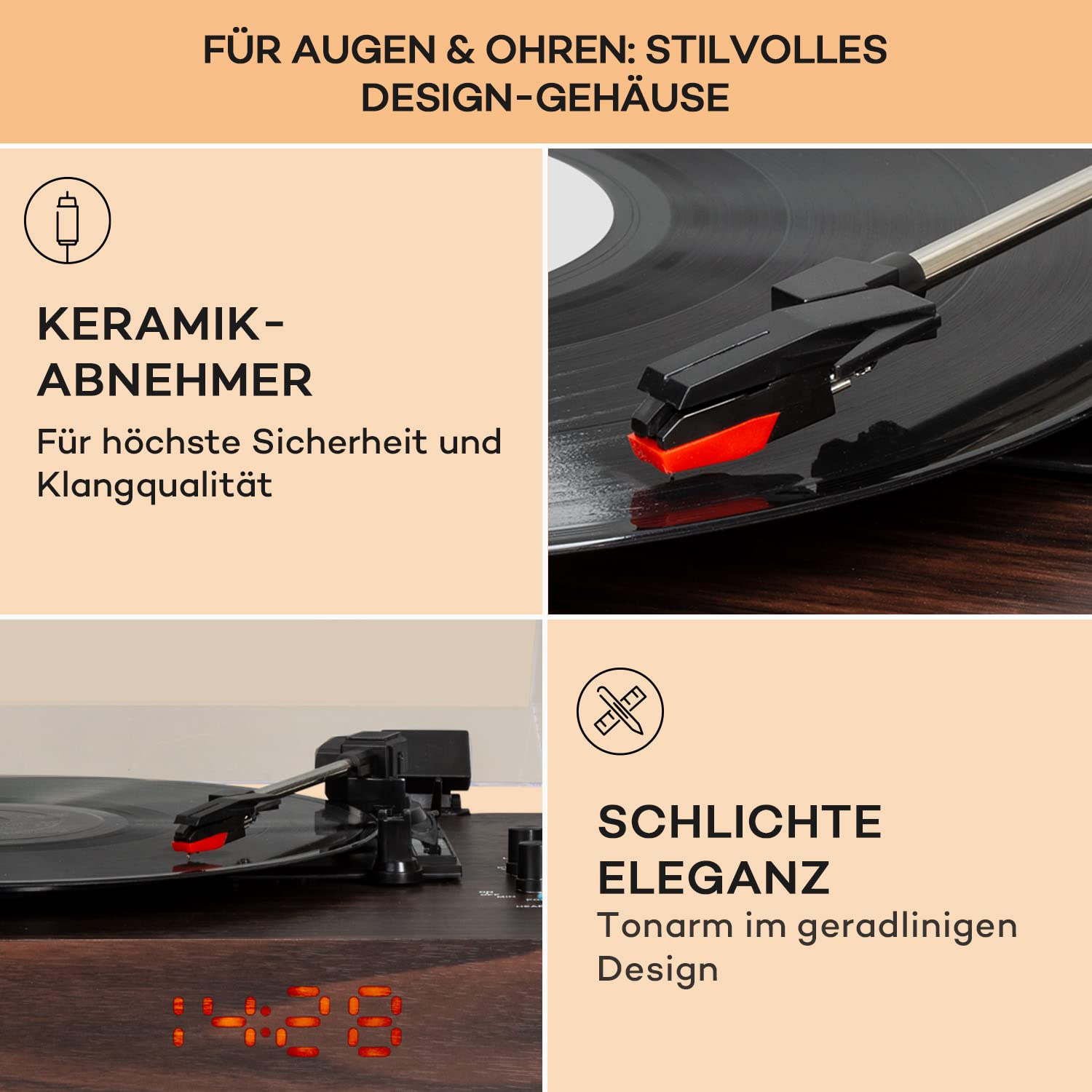 auna-vinyl-plattenspieler-im-retro-design-mit-lautsprecher-bluetooth-und-led-uhr image 5