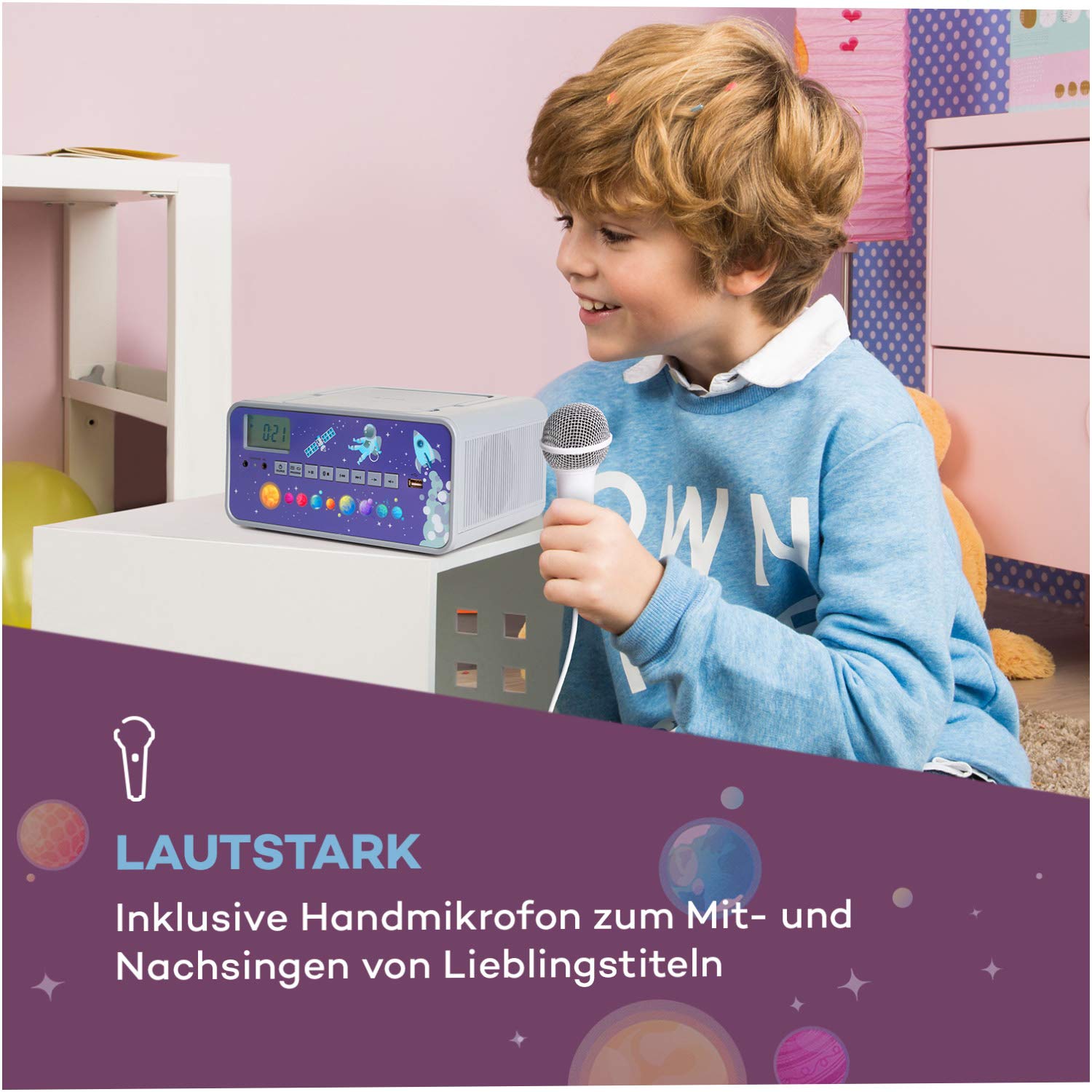 auna-kidsbox-cd-boombox-kinder-cd-player-mit-handmikrofon-bluetooth-usb-led-disp image 6