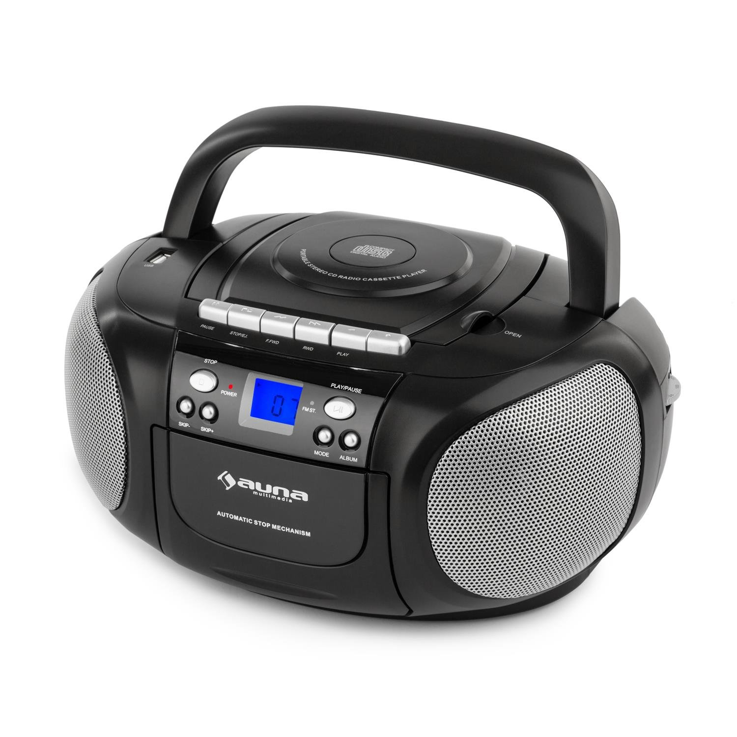 auna-boomboy-boombox-mit-cd-kassette-ukw-radio-und-usb-schwarz image 8