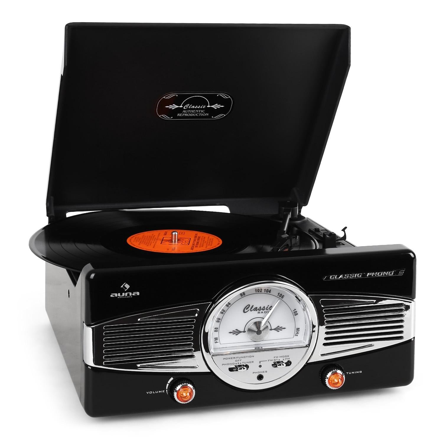 auna-mg-tt-82b-retroanlage-mit-plattenspieler-und-ukw-radio-schwarz image 1