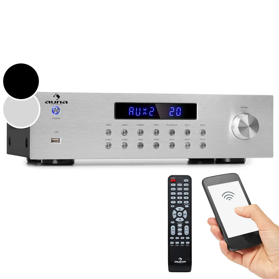 auna-hifi-stereo-mini-verst-rker-4-kanal-8x40-w-mit-aux-usb-und-fernbedienung image 1