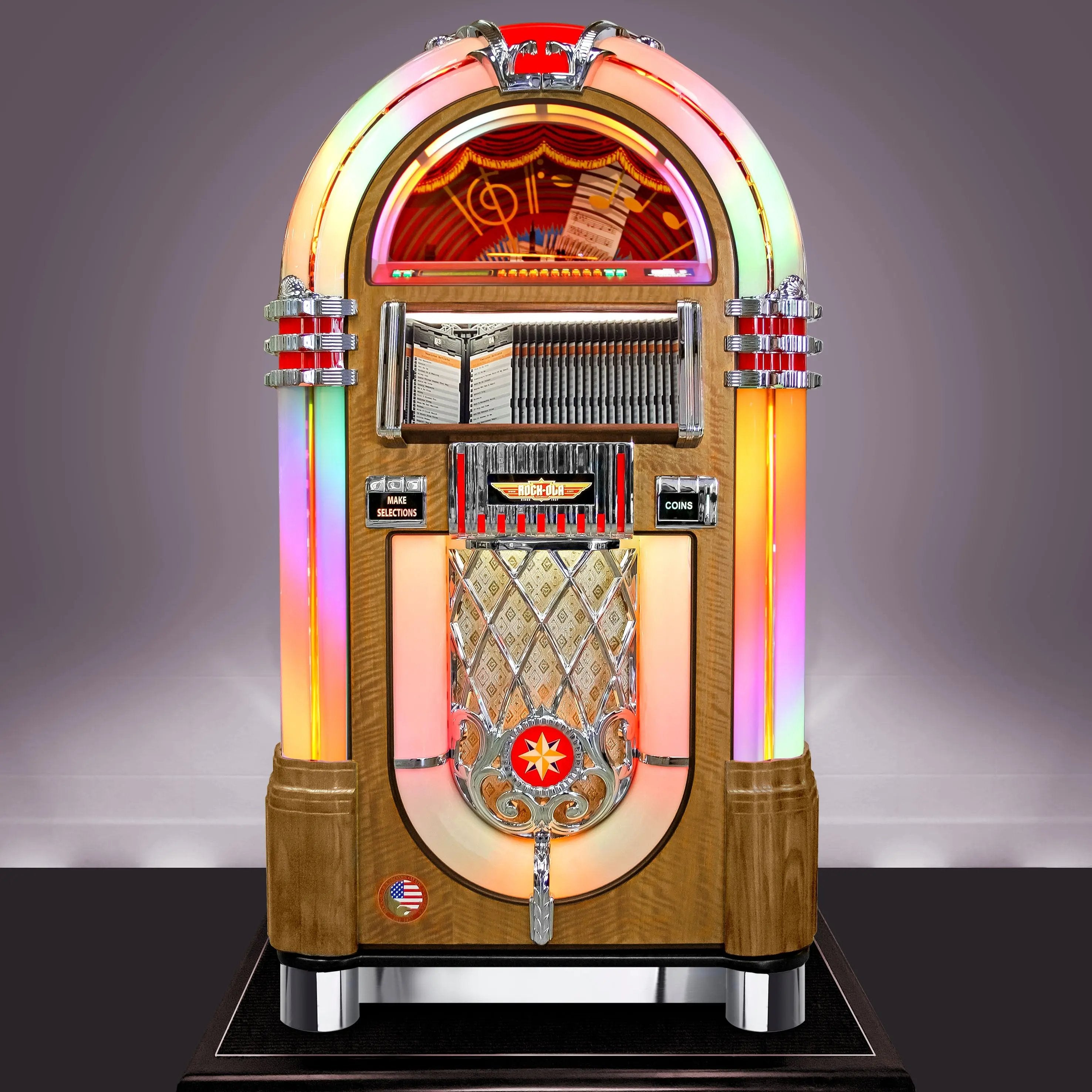 rock-ola-bubbler-cd-8-cd-jukebox-eiche-hell-light-oak-mit-bluetooth image 2