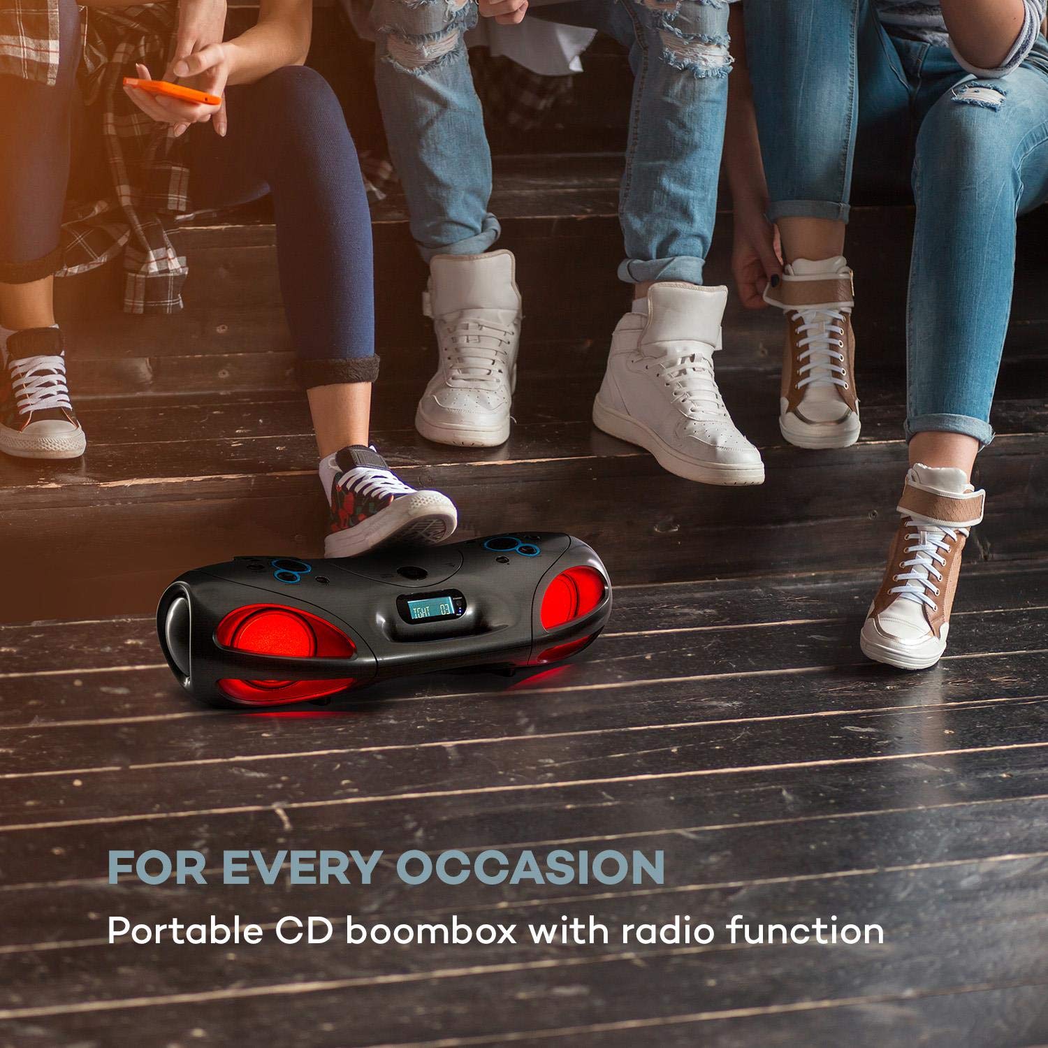 auna-spacewoofer-boombox-mit-cd-player-mobile-musikbox-40-watt-grau image 2