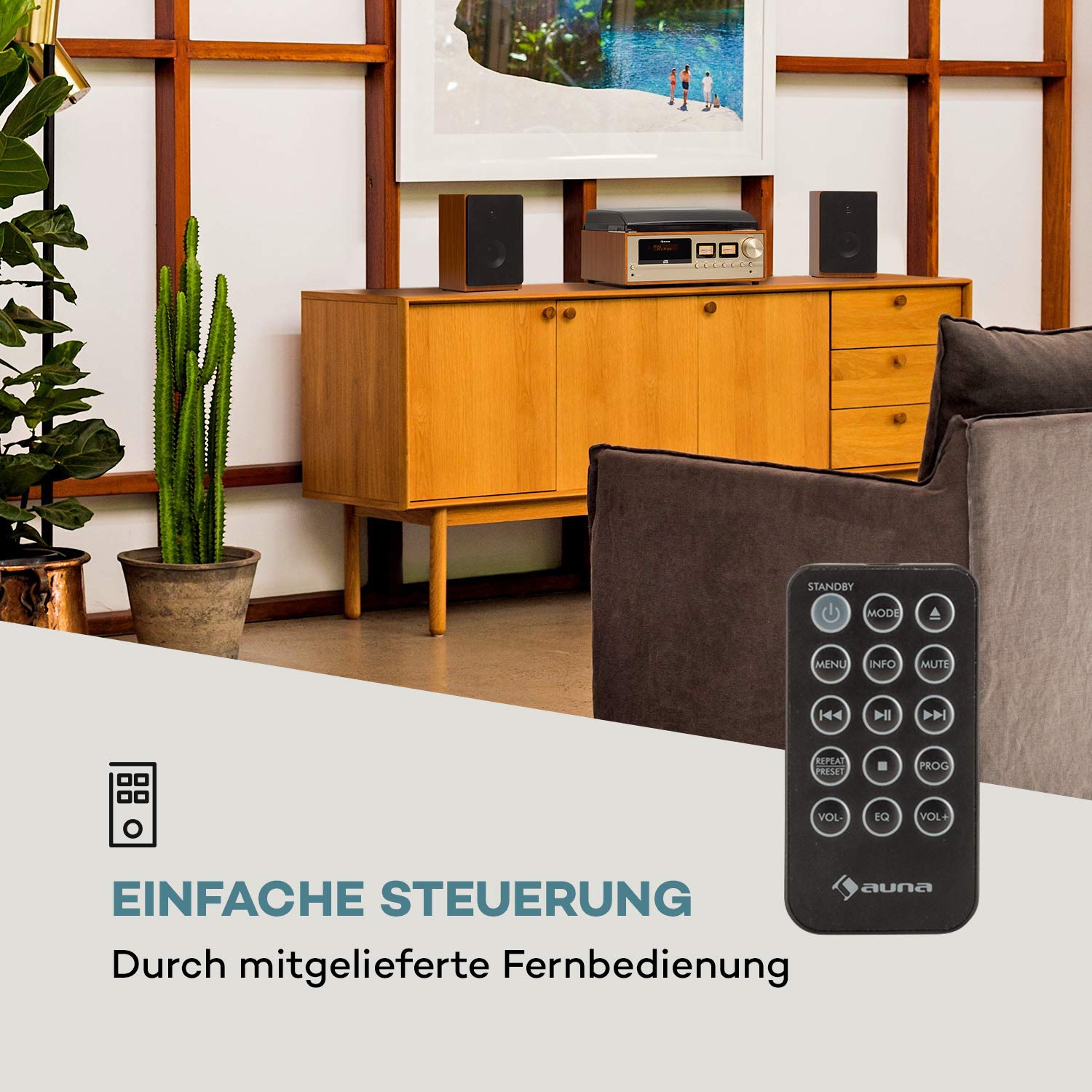 auna-oxford-retro-stereoanlage-mit-plattenspieler-cd-dab-und-bluetooth-champagne image 1