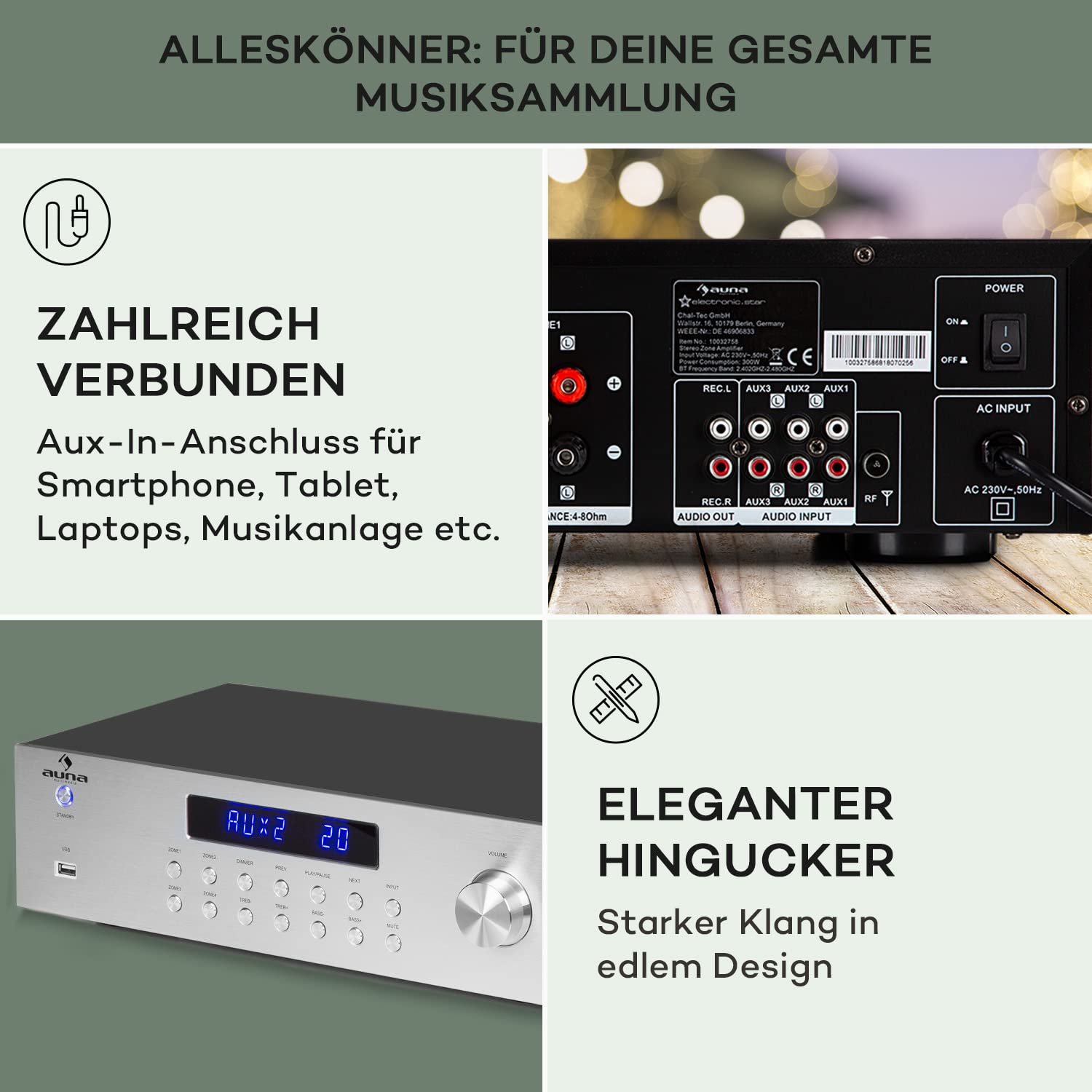 auna-hifi-stereo-mini-verst-rker-4-kanal-8x40-w-mit-aux-usb-und-fernbedienung image 5