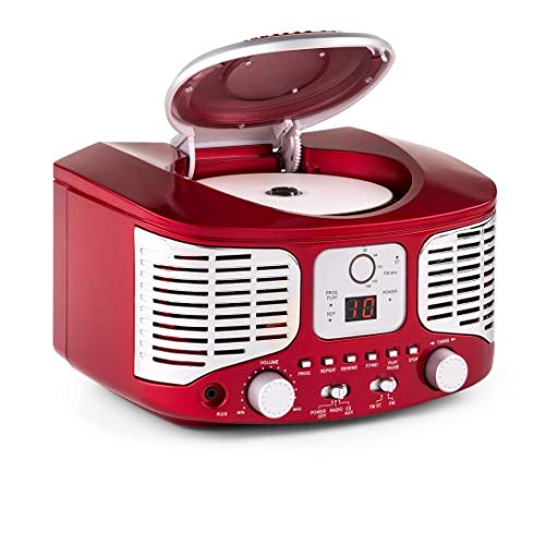 auna-rcd-320-retro-cd-radio-stereoanlage-tragbar-rot image 2