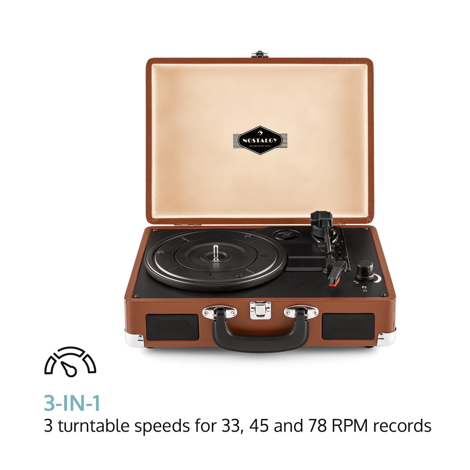 auna-peggy-sue-record-collector-set-plattenspieler-plattenkoffer-braun image 3