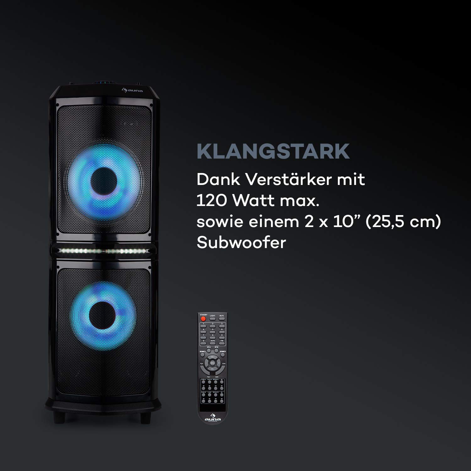 auna-clubmaster-8000-party-lautsprecher-mit-bluetooth-und-120-watt-max-schwarz image 2