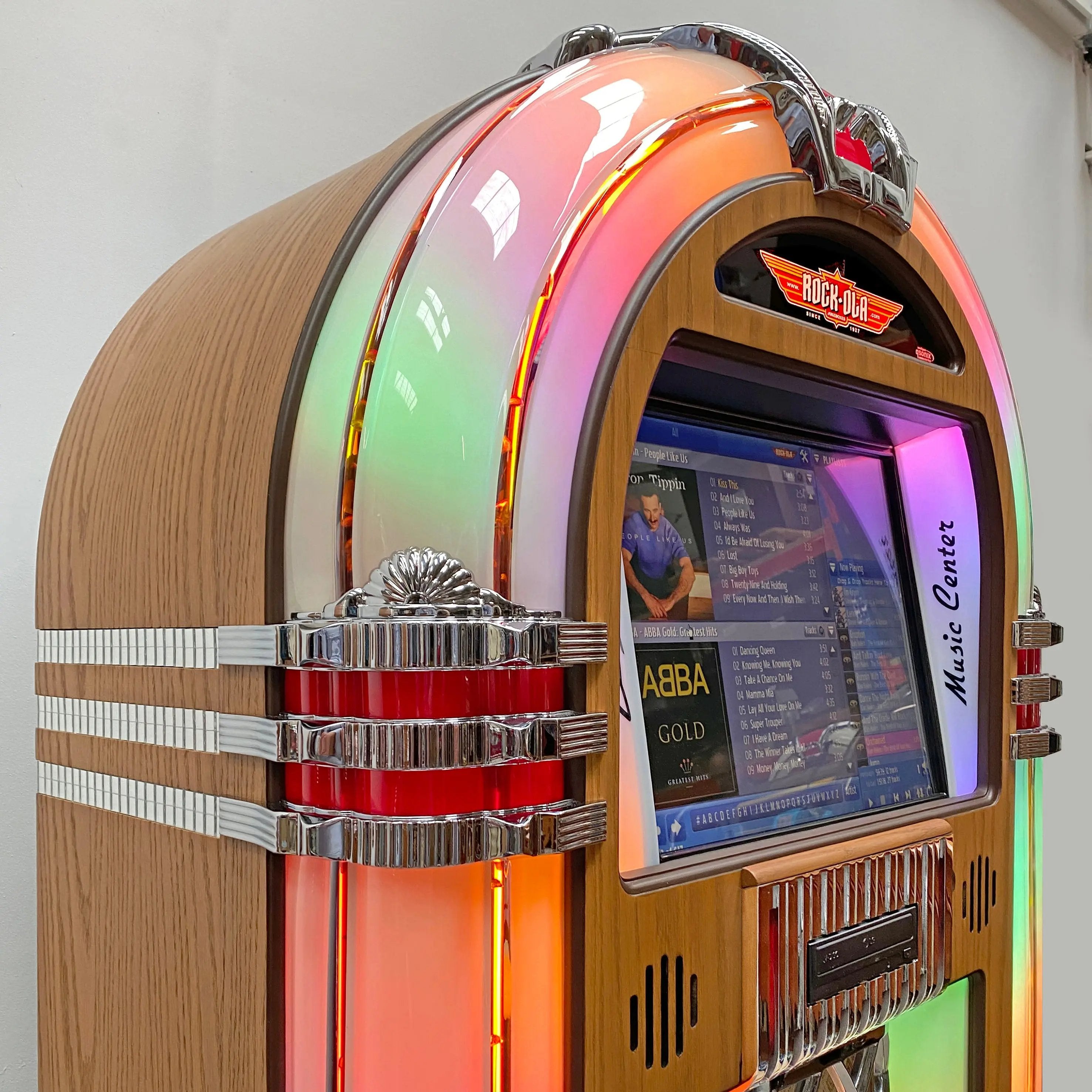 rock-ola-bubbler-digital-music-center-jukebox-qb-8-light-oak image 2