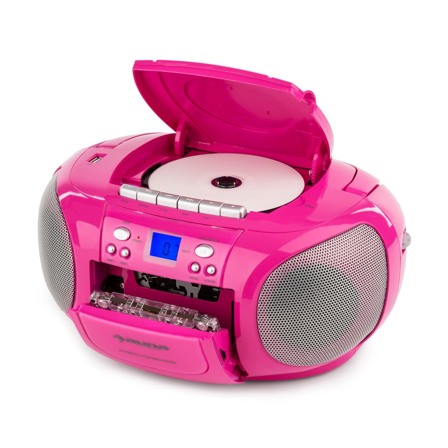 auna-boomgirl-ghettoblaster-mit-kassette-ukw-usb-und-stereo-lautsprecher-pink image 7