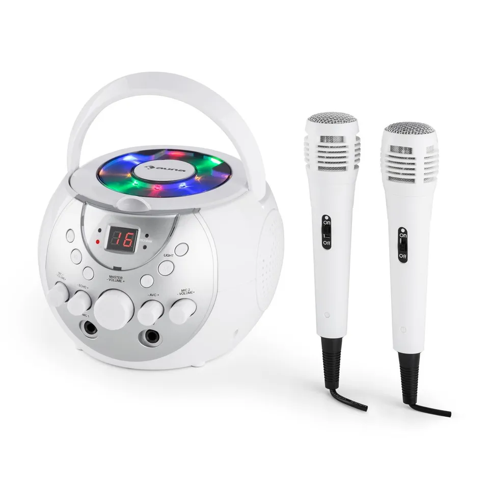 auna-singsing-classic-karaoke-anlage-mit-cd-player-und-2-mikrofonen-wei image 1