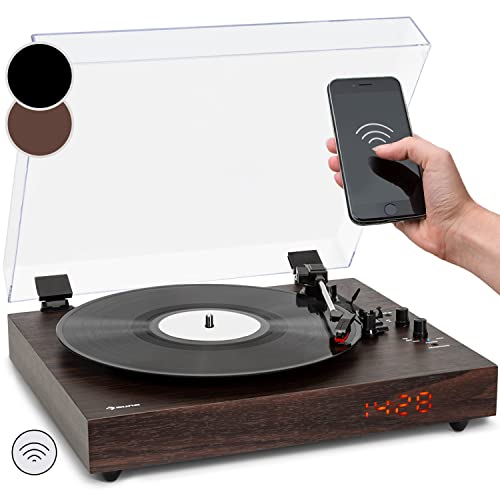 auna-vinyl-plattenspieler-im-retro-design-mit-lautsprecher-bluetooth-und-led-uhr image 7