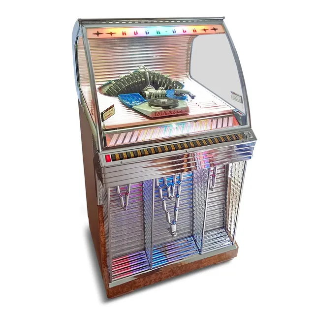rock-ola-1448-jukebox-1955-vintage-vinyl-musikbox-120-wahlen-silber image 1