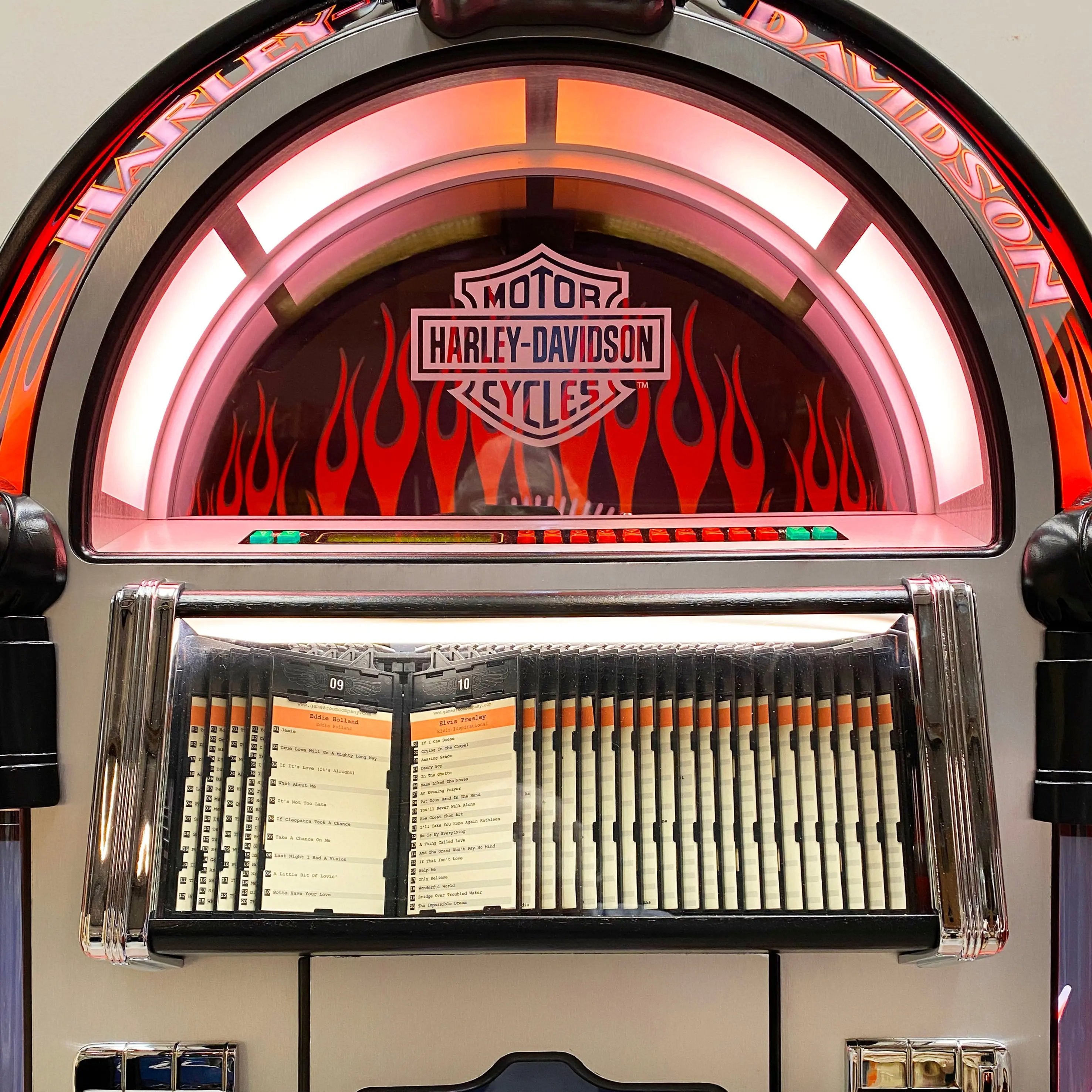 rock-ola-bubbler-harley-davidson-flames-cd-jukebox-brushed-aluminum-100-cds-blue image 6