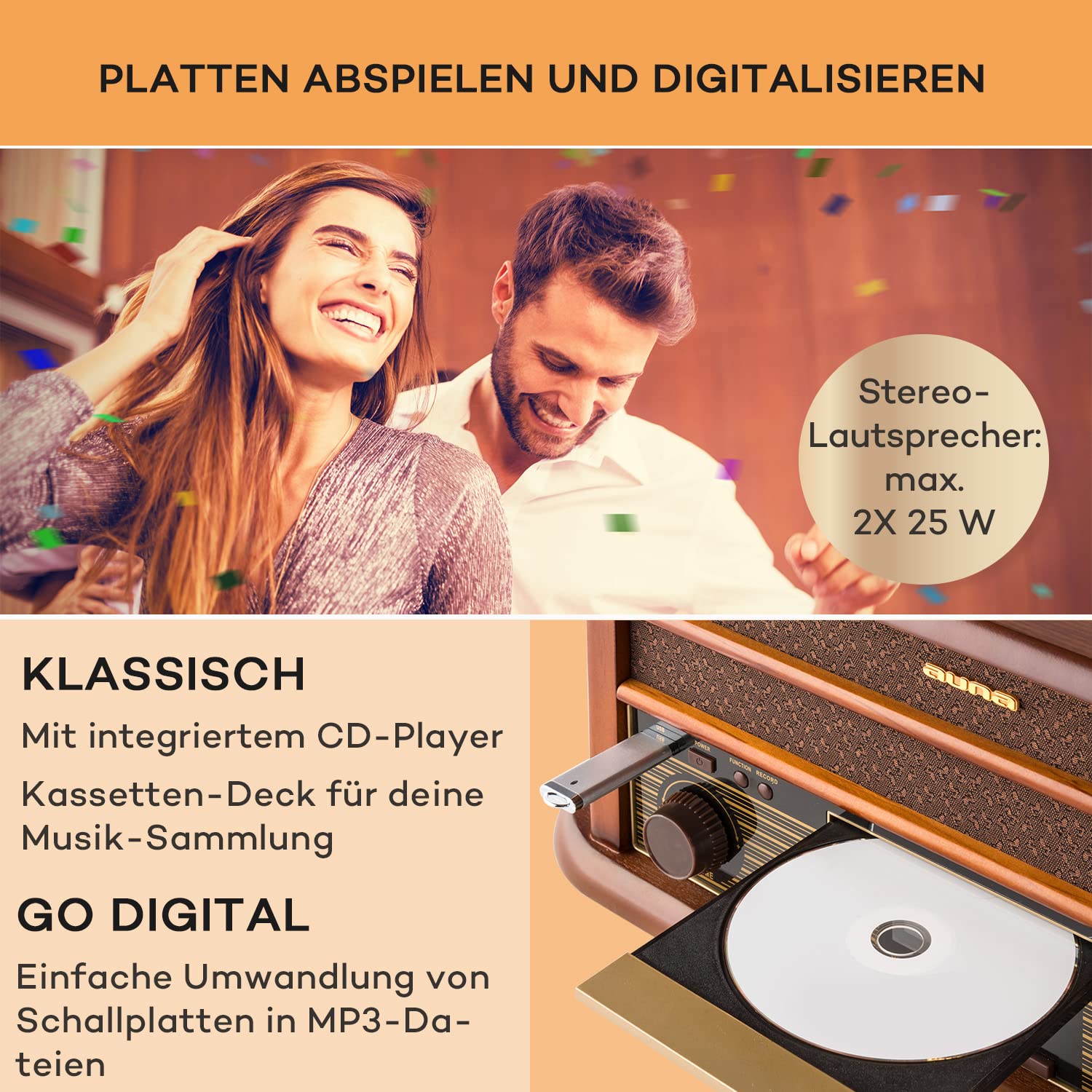 auna-retro-plattenspieler-mit-dab-radio-cd-player-lautsprecher-und-usb-aufnahme- image 3