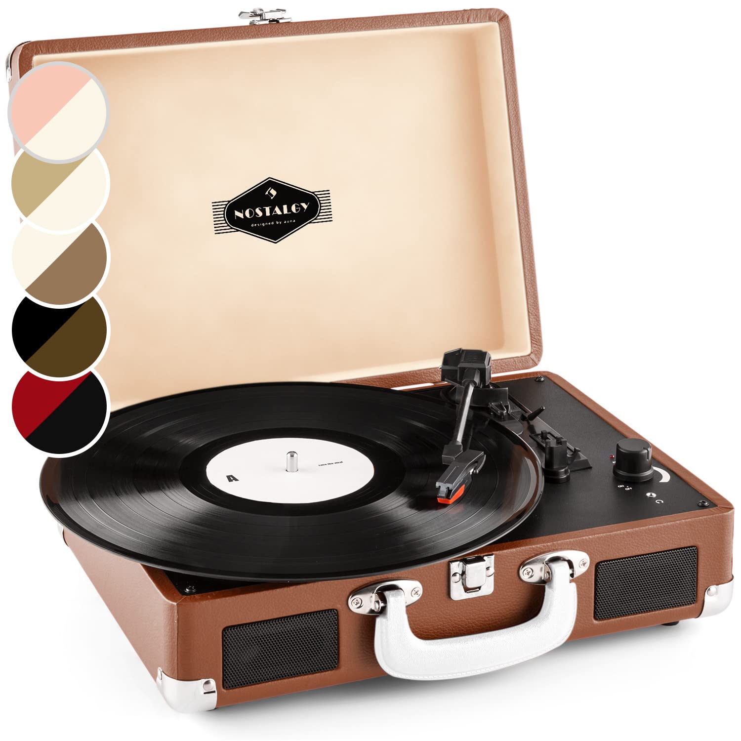 auna-plattenspieler-im-retro-design-mit-lautsprecher-usb-3-geschwindigkeiten-33- image 1