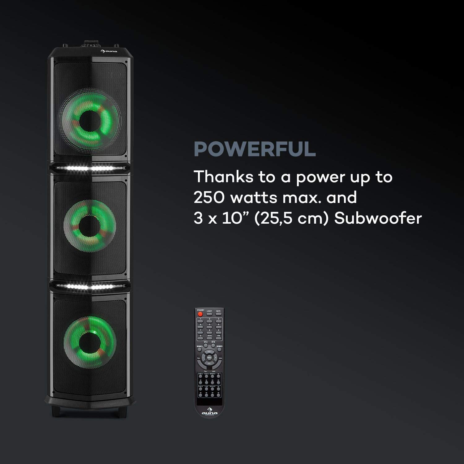 auna-clubmaster-triplebeat-party-station-150w-mit-bluetooth-usb-schwarz image 2