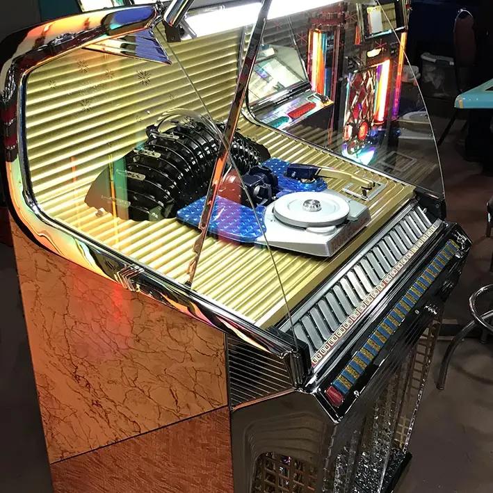 rock-ola-1454-jukebox-vintage-vinyl-jukebox-von-1956-silber image 3