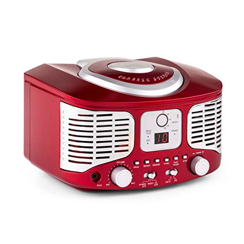auna-rcd-320-retro-cd-radio-stereoanlage-tragbar-rot image 1