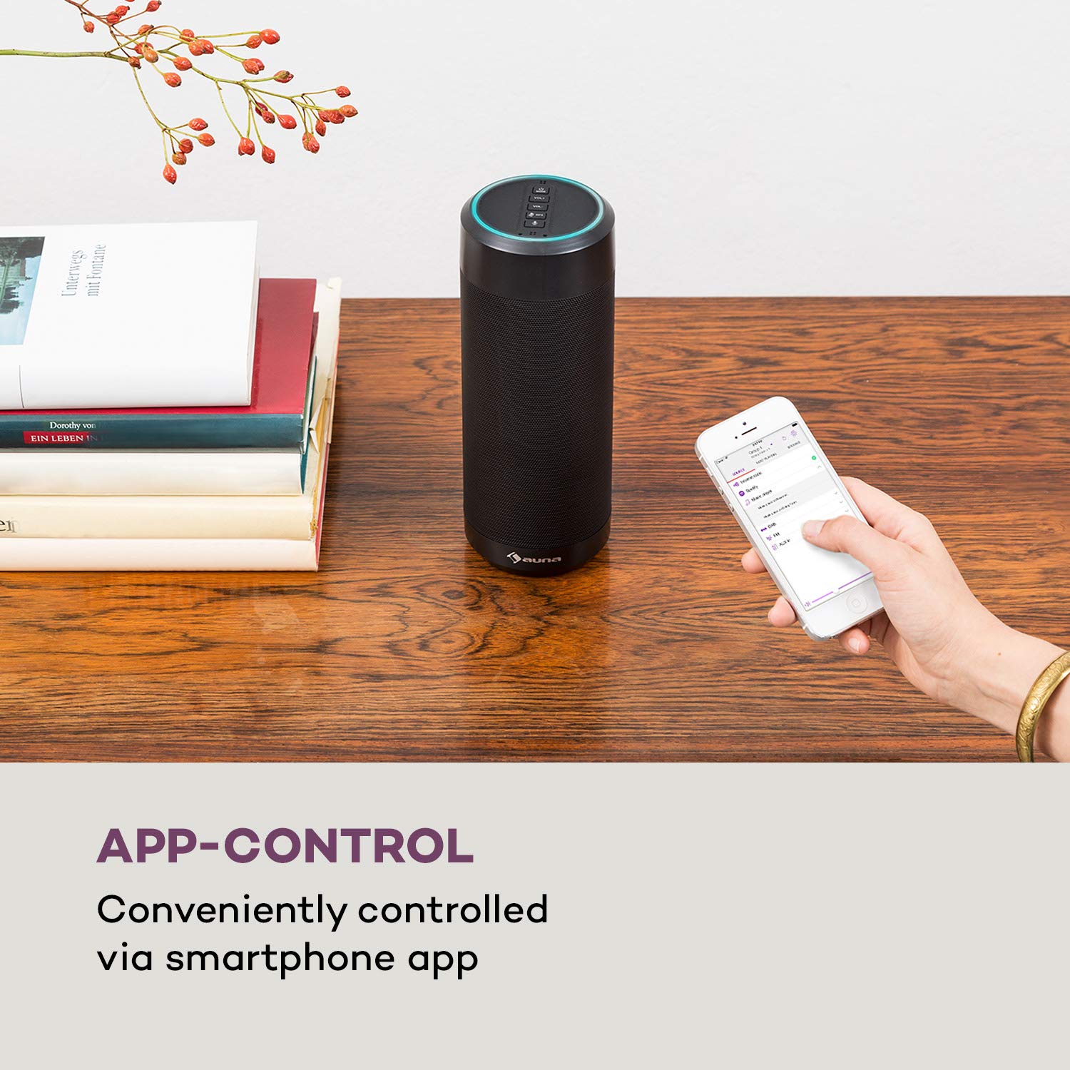 auna-intelligence-tube-bluetooth-lautsprecher-mit-alexa-und-akku-ipx4-schwarz-6w image 4