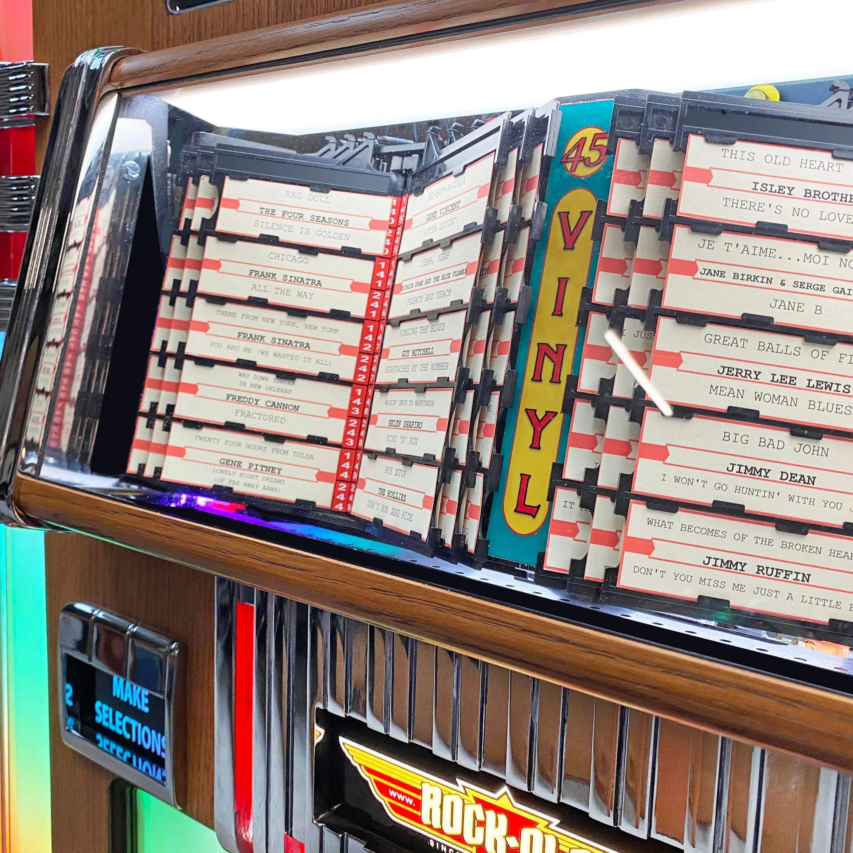 rock-ola-bubbler-vinyl-45-jukebox-light-oak-100-singles-bluetooth image 8