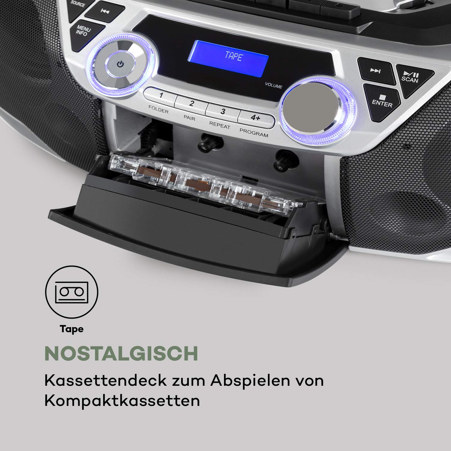 auna-roadie-2k-stereo-boombox-mit-dab-ukw-cd-kassette-usb-und-bluetooth-5-0-silb image 7
