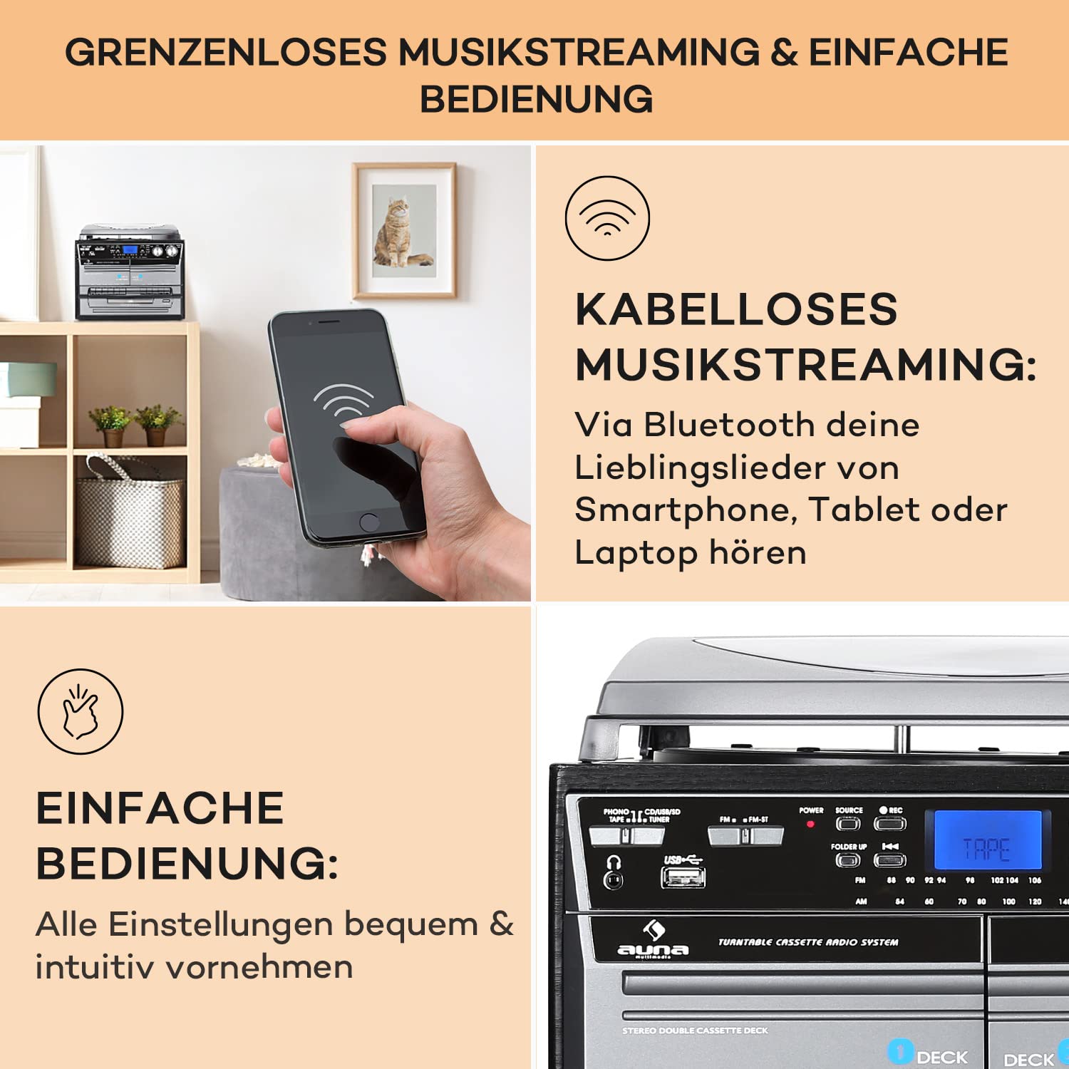 auna-retro-plattenspieler-mit-lautsprecher-dab-cd-und-kassette image 5
