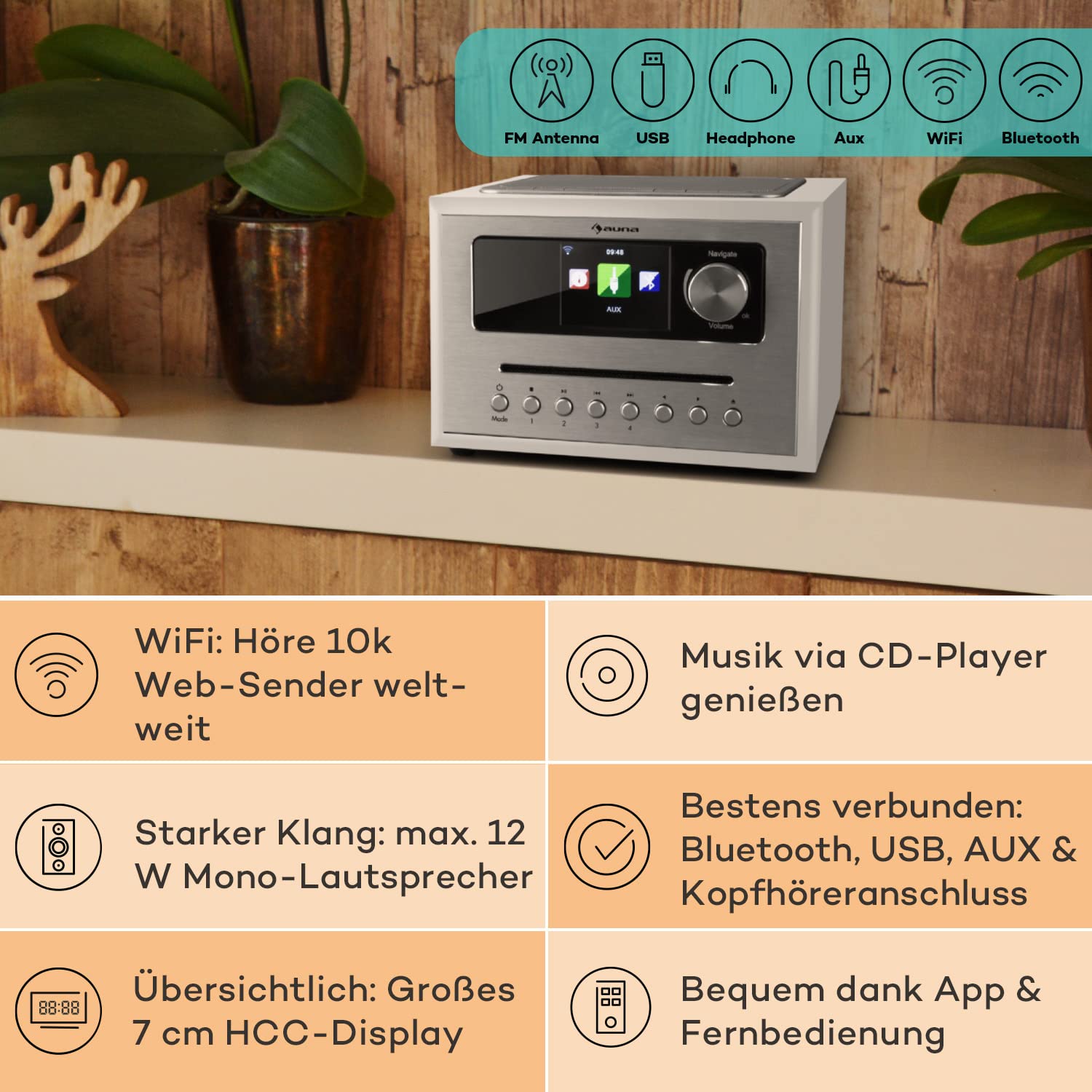 auna-silver-star-cube-micro-anlage-wei-mit-cd-und-10-watt-rms image 2