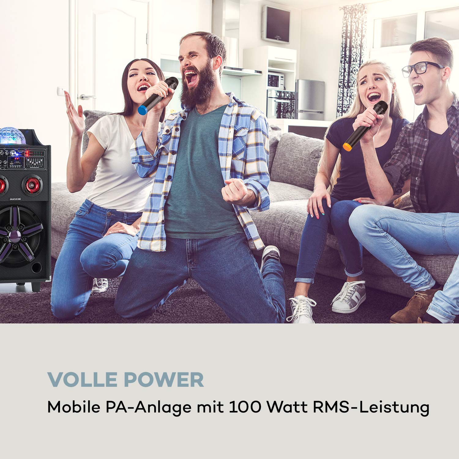 auna-pro-disgo-box-100-mobile-pa-anlage-schwarz-50w-mit-2-funkmikrofonen image 2