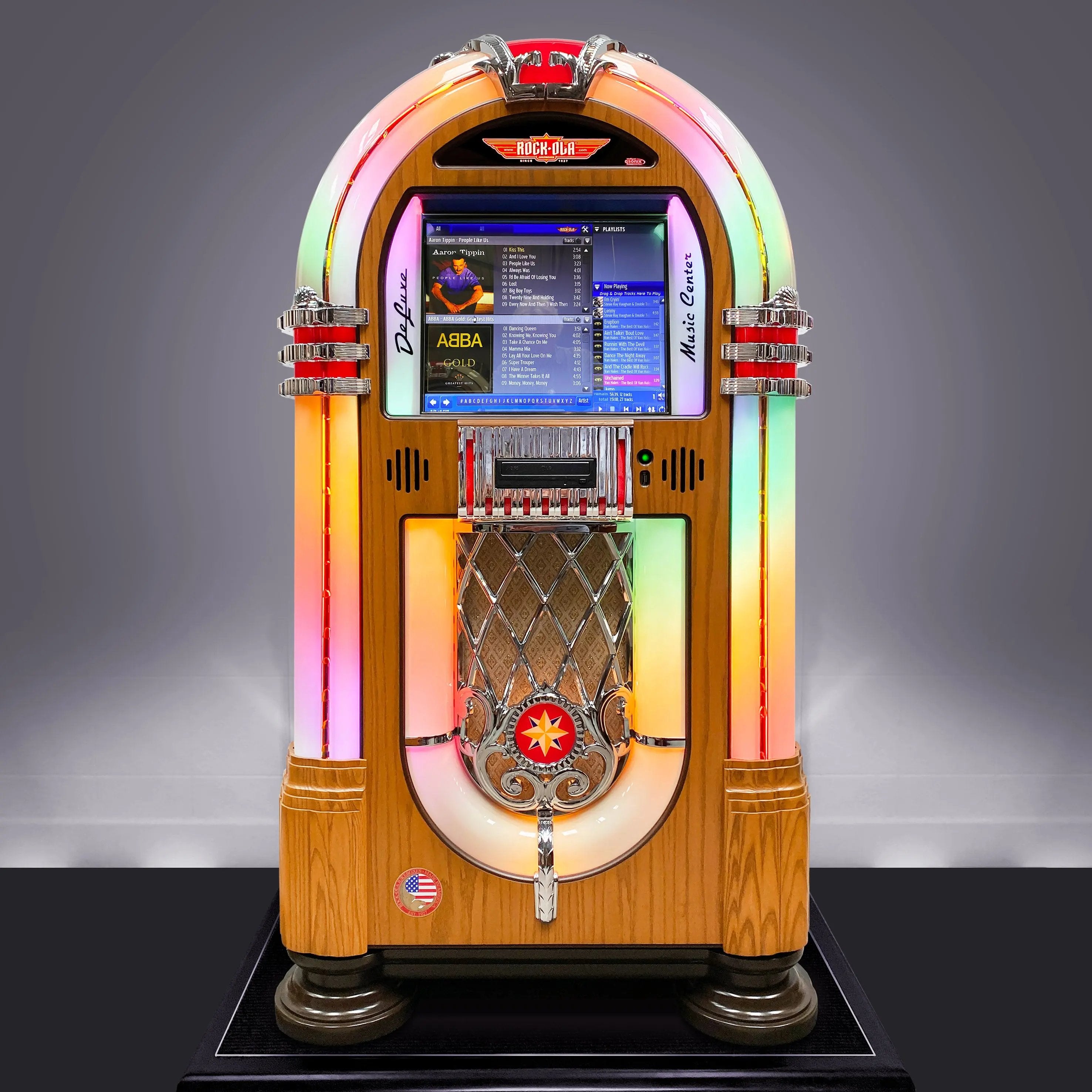 rock-ola-bubbler-digital-music-center-jukebox-qb-8-light-oak image 3