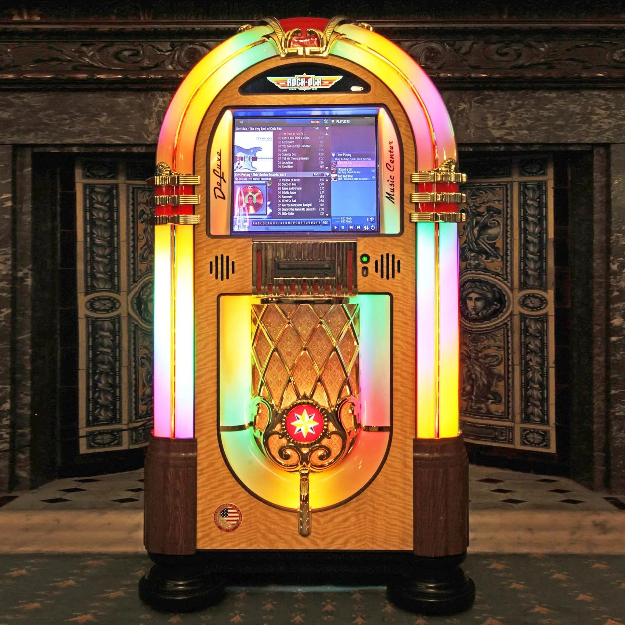 rock-ola-qb-8-bubbler-digital-music-center-jukebox-walnut-touchscreen image 8