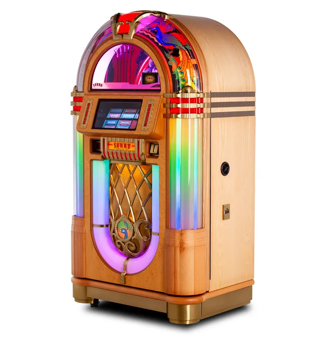 sound-leisure-peacock-sl45-vinyl-jukebox-holz-gold image 1