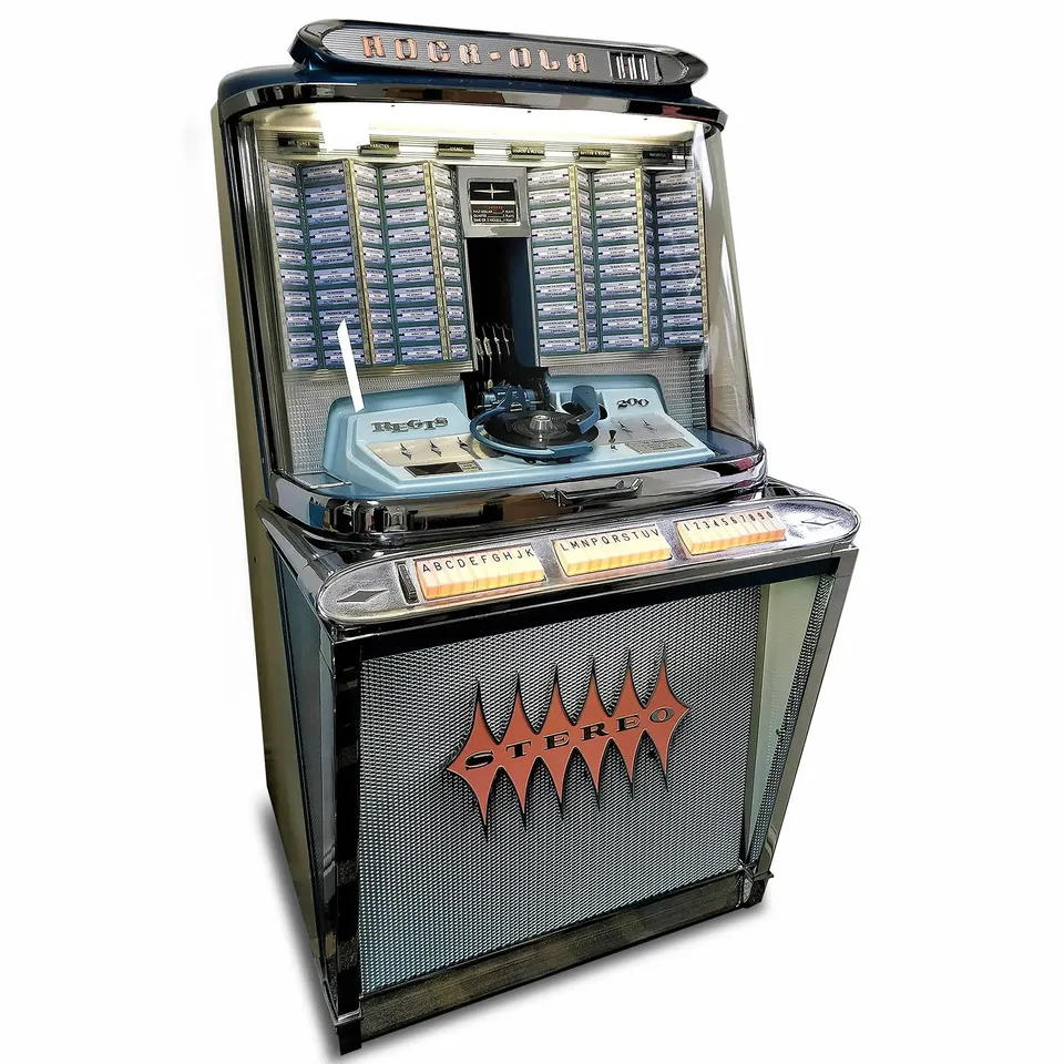 rock-ola-regis-1495-jukebox-1961-silber-vintage-original-restauriert image 1