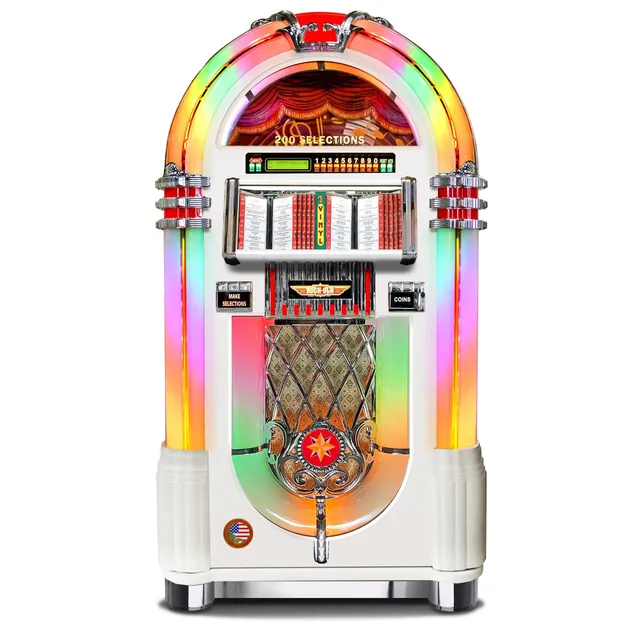 rock-ola-bubbler-vinyl-45-jukebox-gloss-white-100x-45rpm-mit-bluetooth image 1