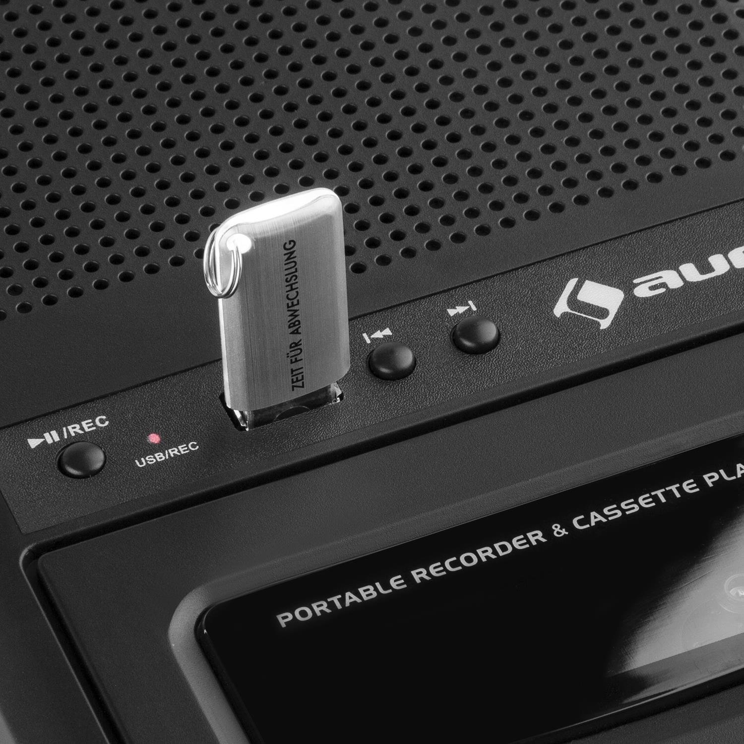 auna-rq-132-kassettenrekorder-schwarz-tragbares-tape-deck-mit-usb-und-lautsprech image 5