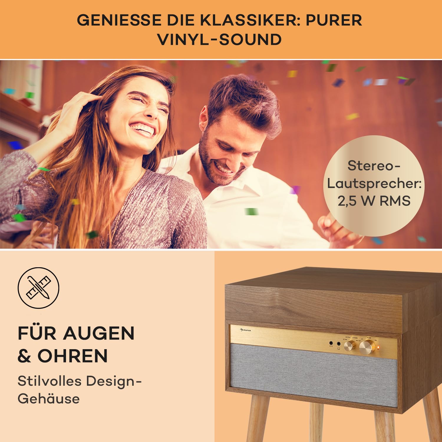 auna-plattenspieler-mit-lautsprecher-und-bluetooth-transmitter-receiver-retro image 3