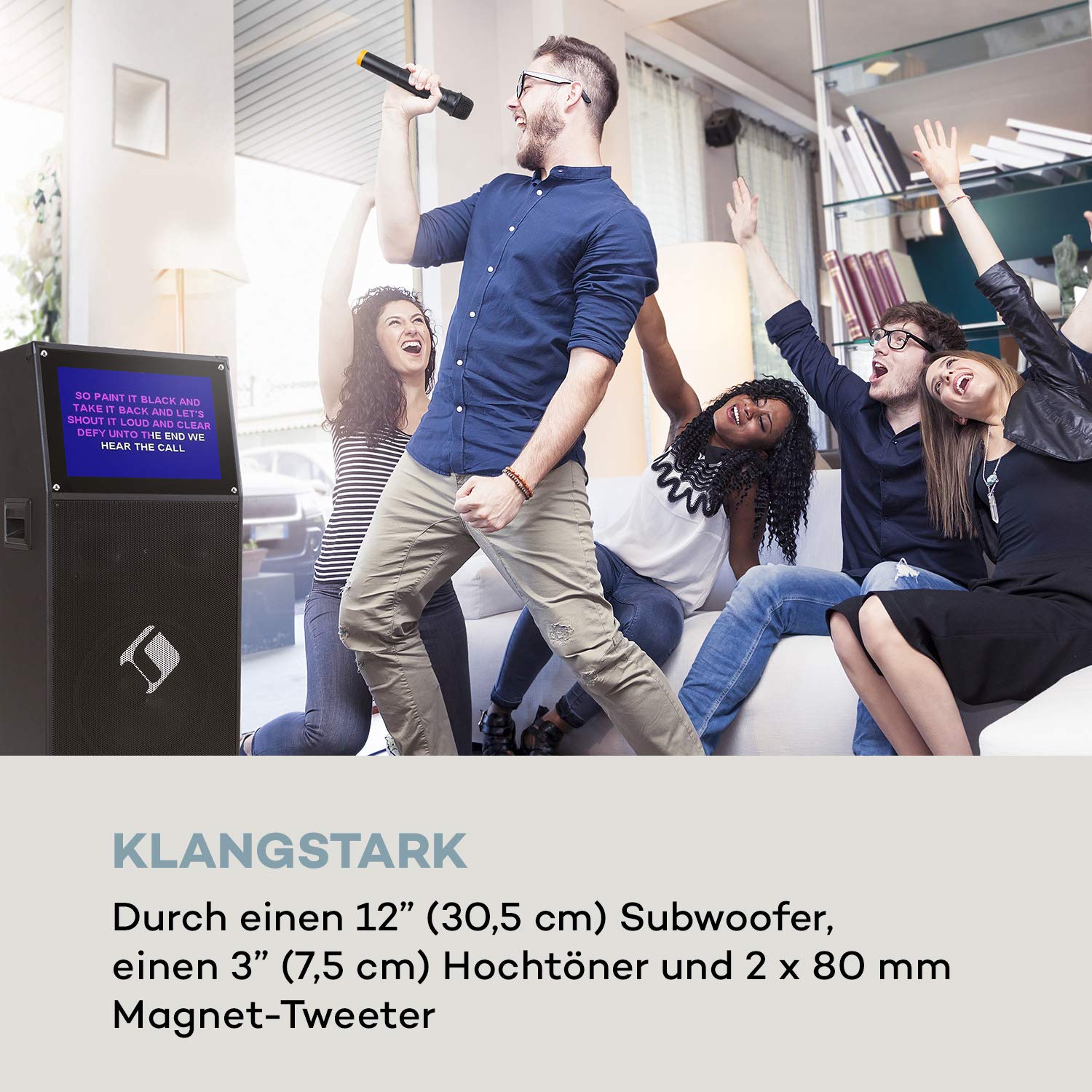 auna-ktv-mobile-pa-soundanlage-mit-touch-display-2-uhf-mikrofonen-und-akku-schwa image 2