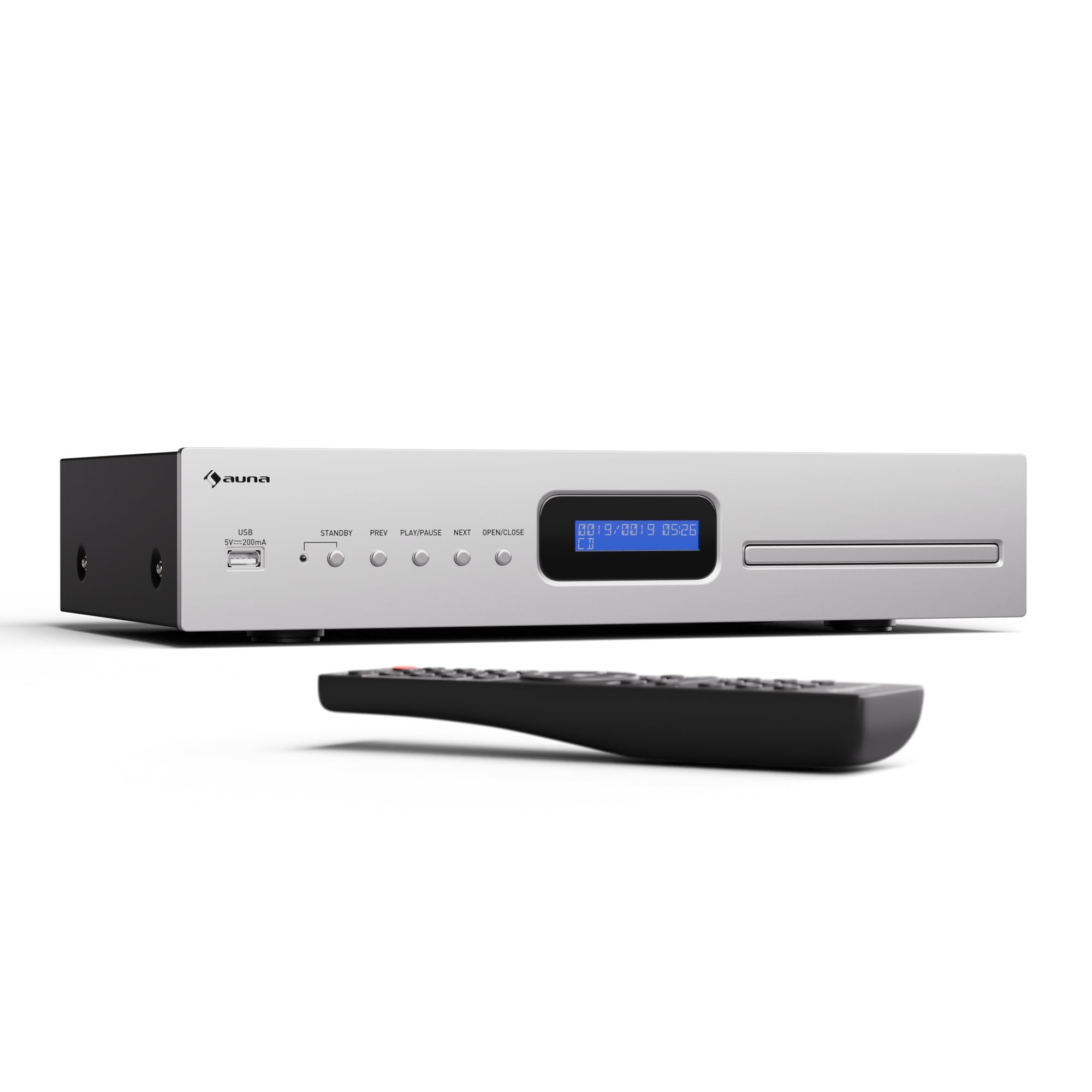 auna-art22-hifi-cd-player-mit-slot-in-usb-und-fernbedienung-silber image 1