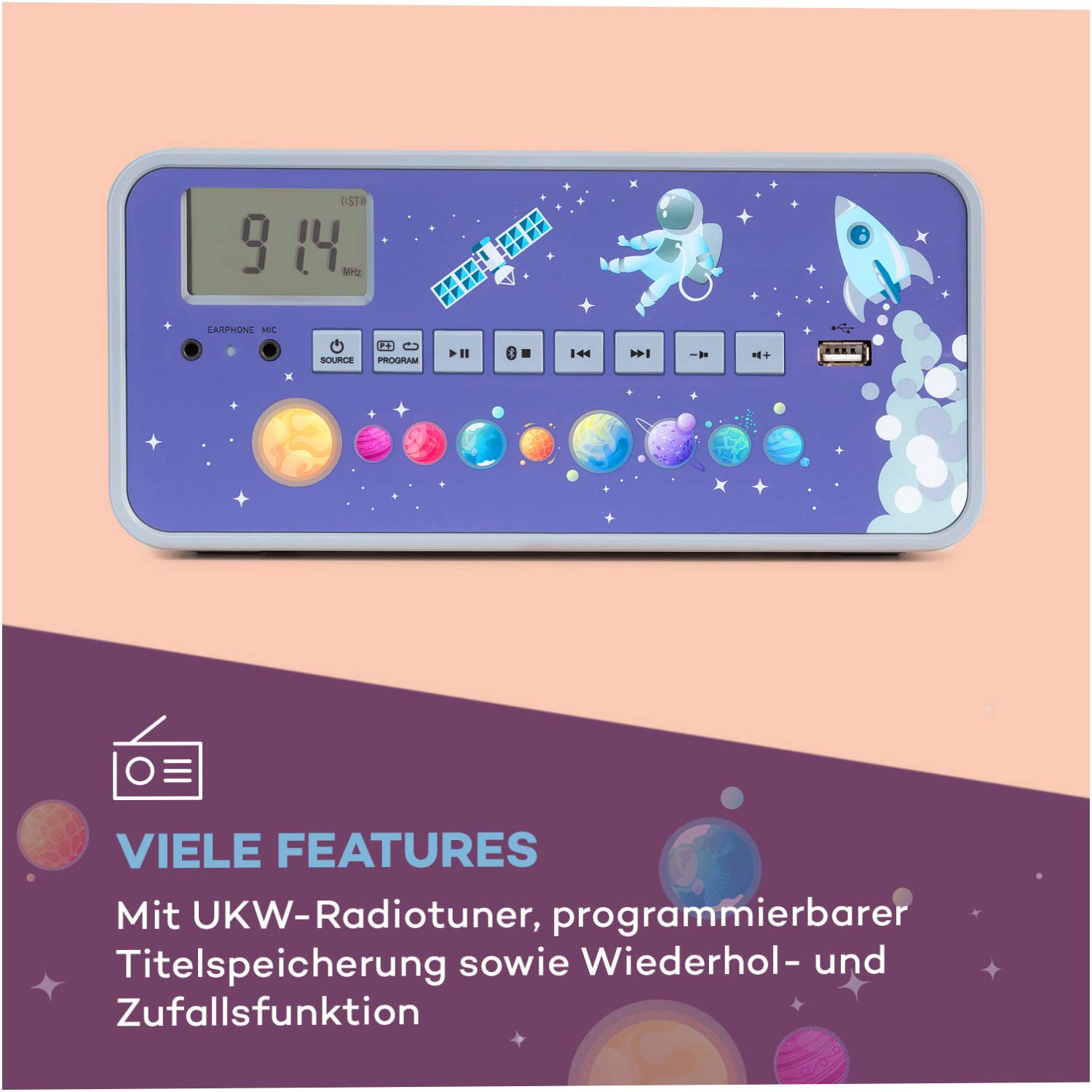 auna-kidsbox-cd-boombox-kinder-cd-player-mit-handmikrofon-bluetooth-usb-led-disp image 3