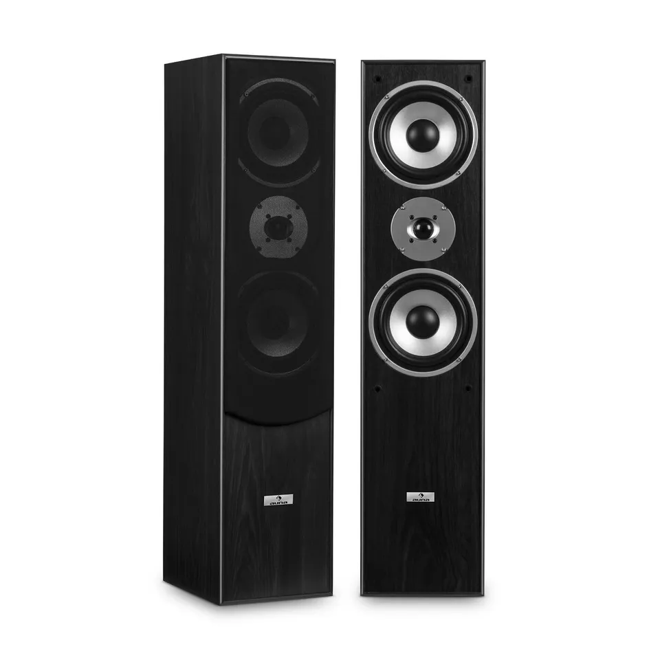 auna-l766-hifi-stand-lautsprecher-paar-3-wege-bassreflex-350w-schwarz image 1