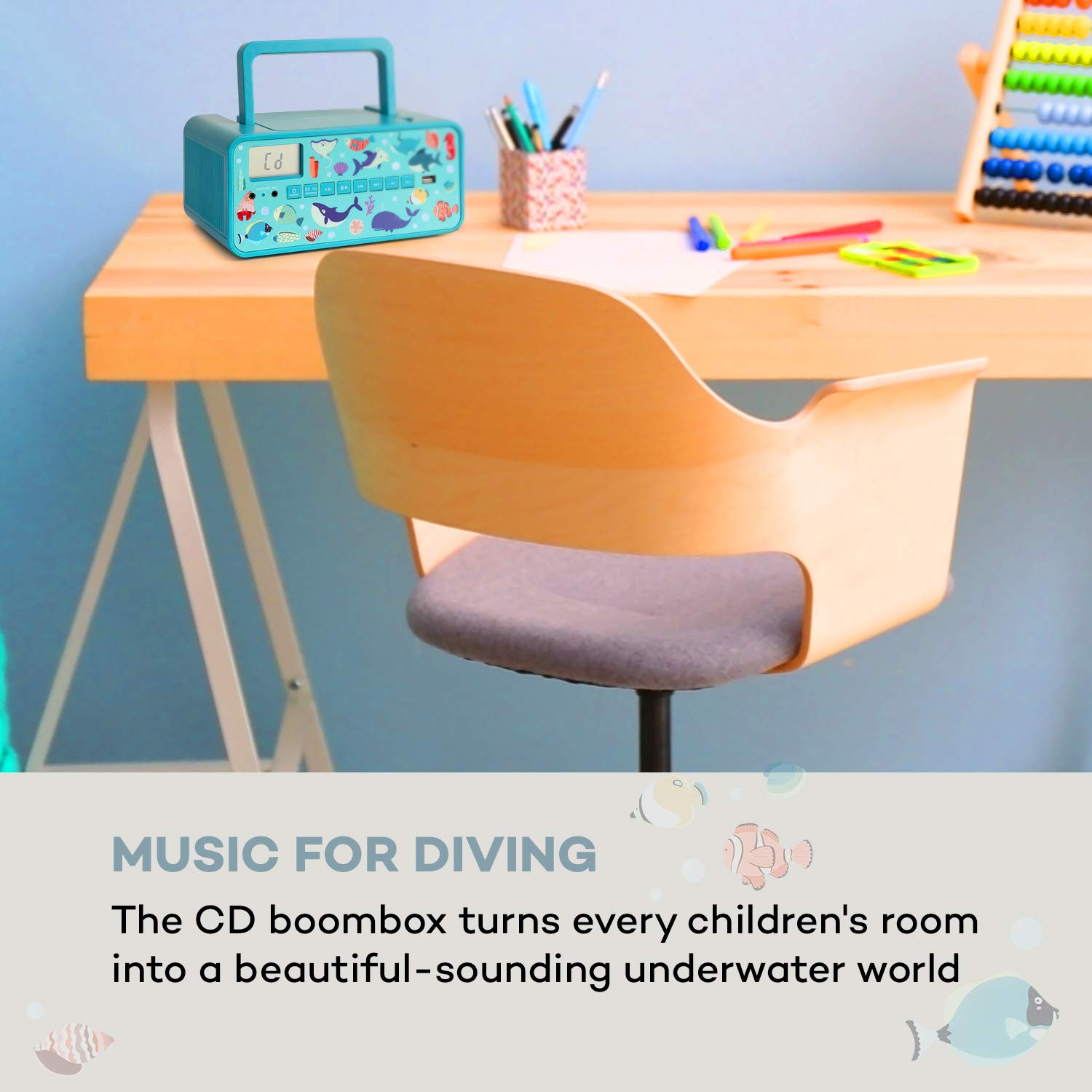 auna-kidsbox-cd-boombox-kinder-cd-player-mit-handmikrofon-bluetooth-usb-led-disp-2 image 2
