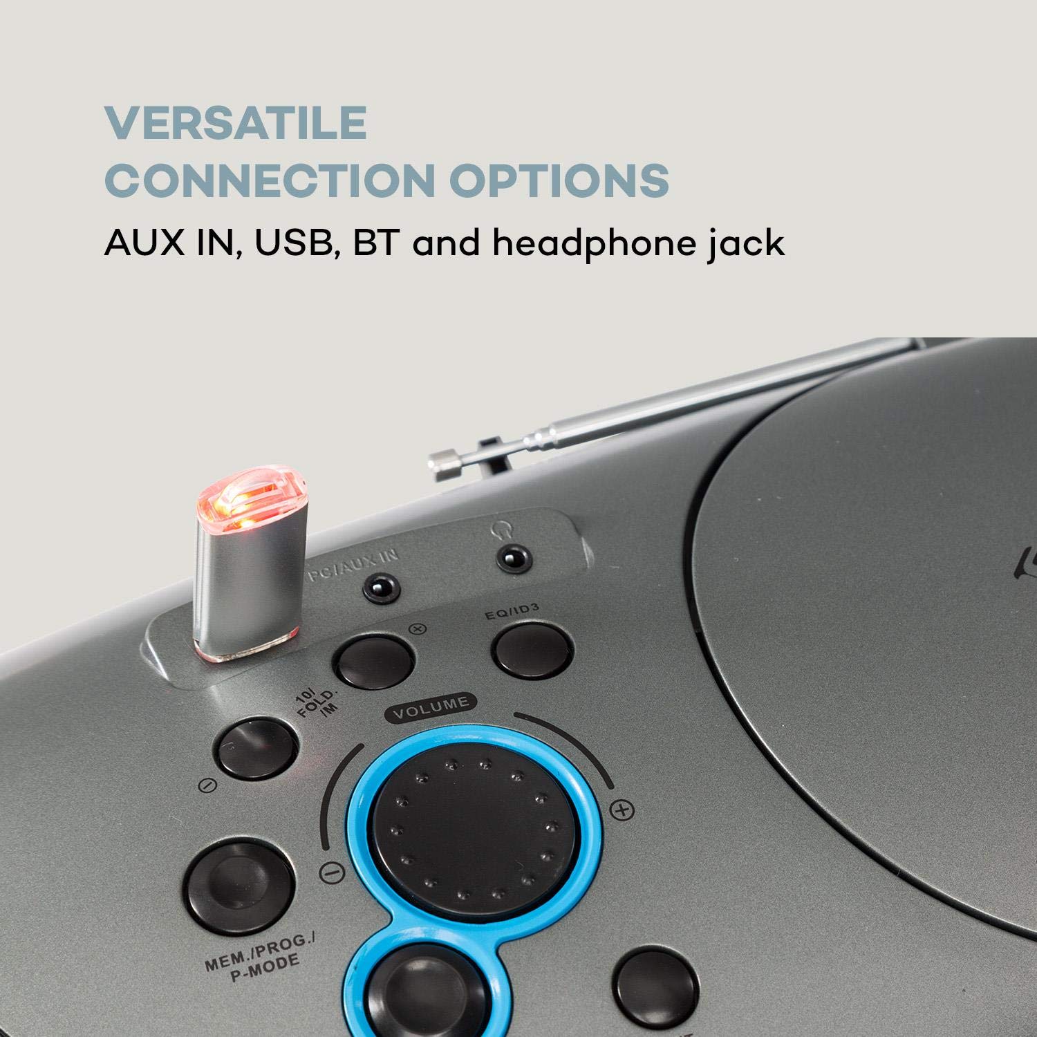 auna-spacewoofer-boombox-mit-cd-player-mobile-musikbox-40-watt-grau image 3