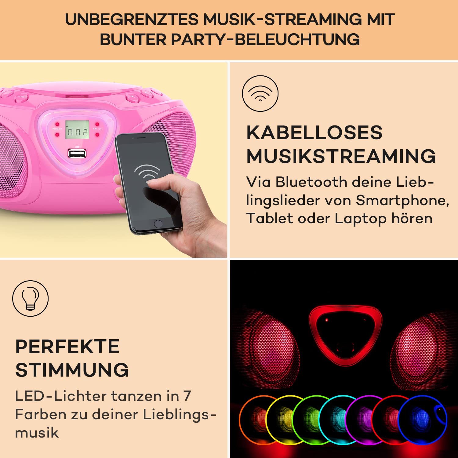 auna-roadie-tragbares-cd-radio-mit-bluetooth-5-0-usb-und-aux-boombox-mit-led-dis image 4