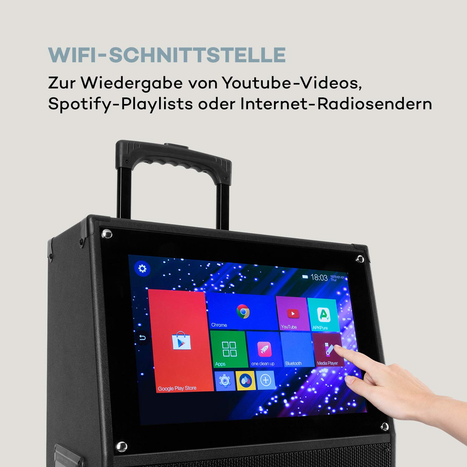 auna-ktv-mobile-pa-soundanlage-mit-touch-display-2-uhf-mikrofonen-und-akku-schwa image 3