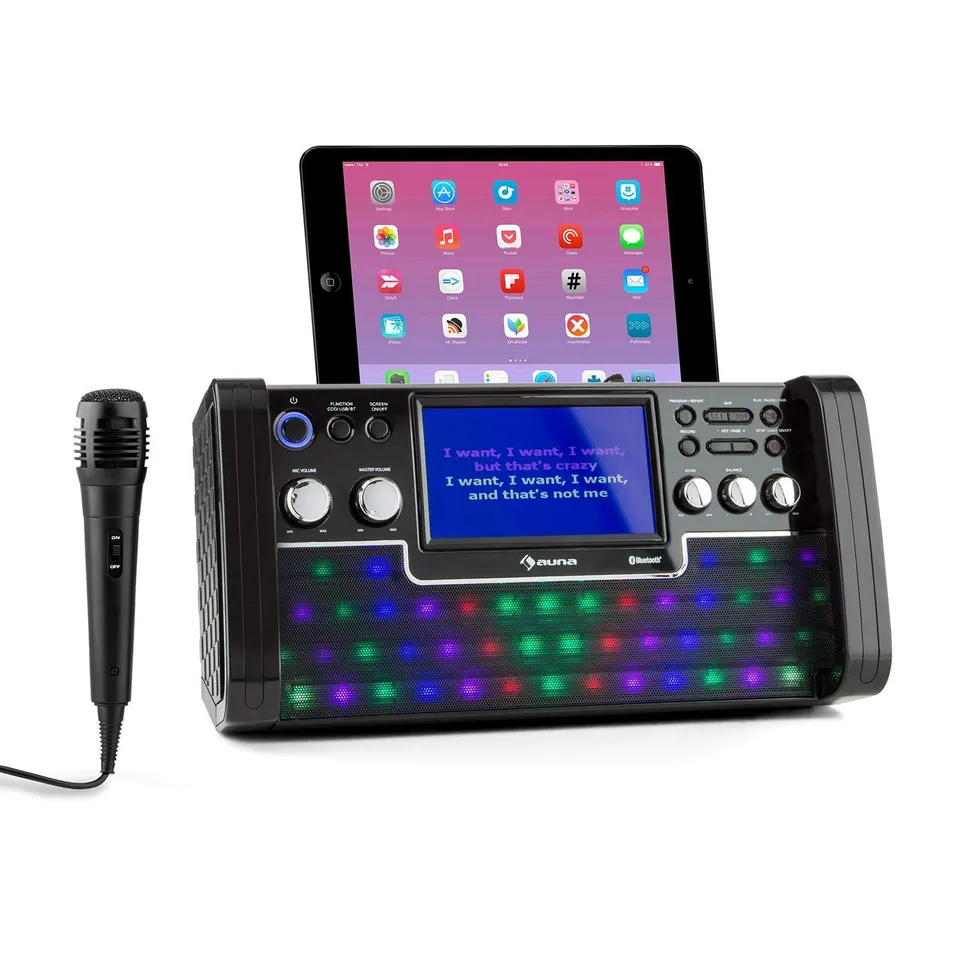 auna-discofever-led-karaoke-anlage-mit-7-zoll-tft-cd-und-bluetooth-schwarz image 1