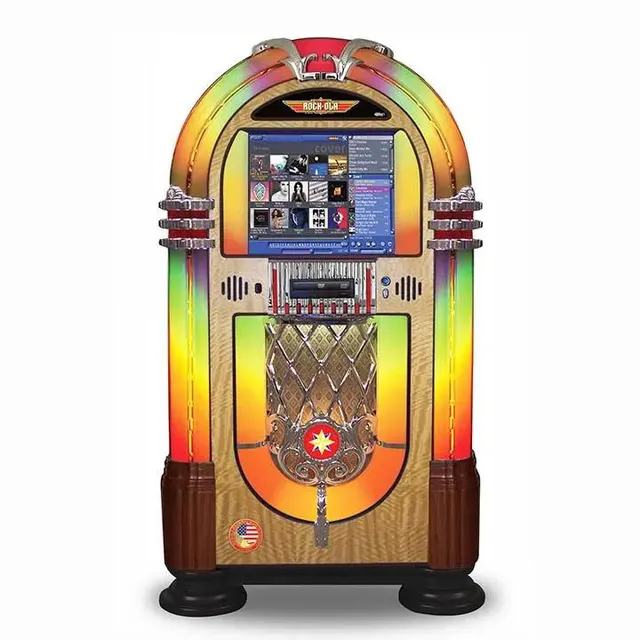 rock-ola-qb-8-bubbler-digital-music-center-jukebox-walnut-touchscreen image 1