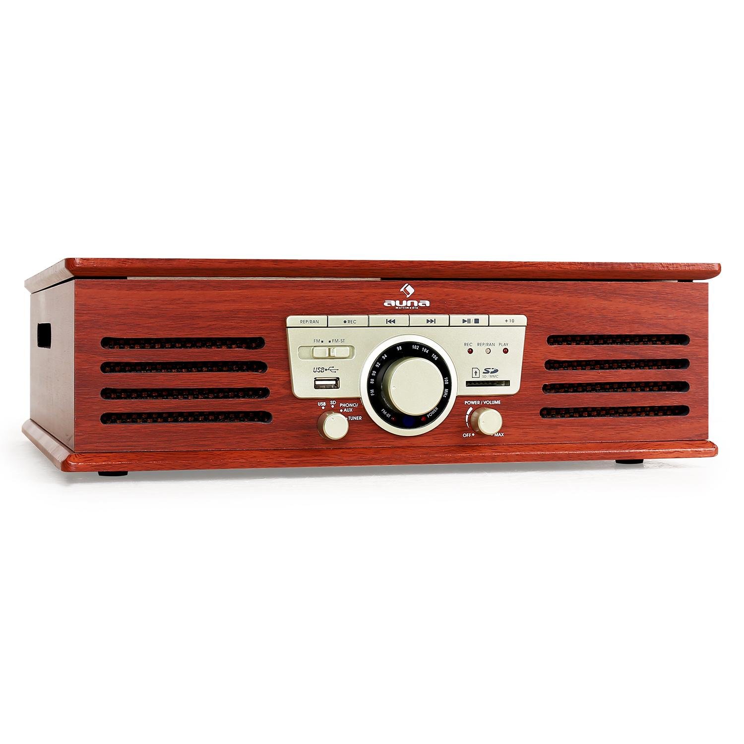 auna-tt-92b-plattenspieler-mit-usb-sd-mp3-aux-und-stereo-lautsprecher-holz image 2