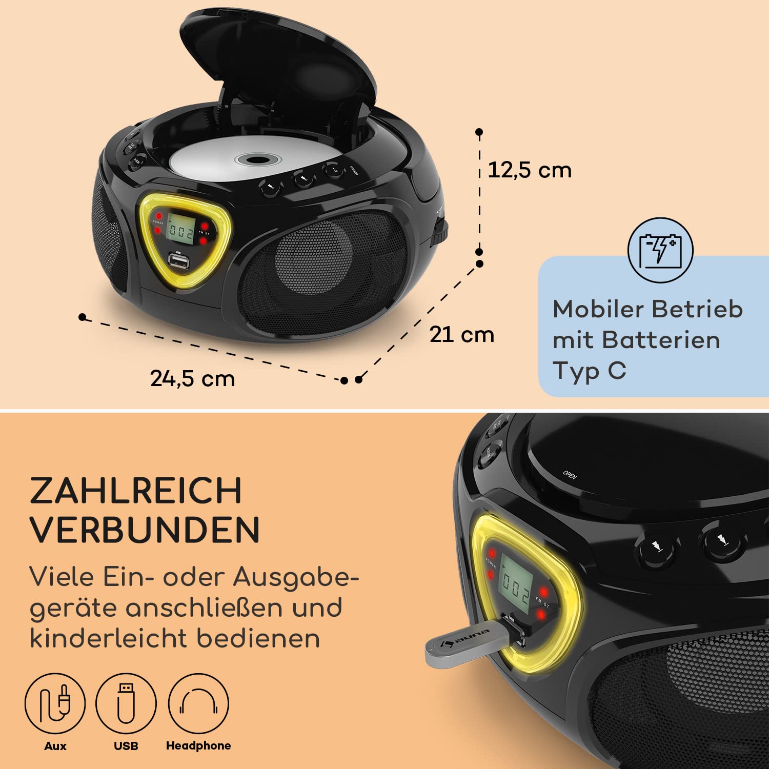 auna-roadie-cd-radio-boombox-mit-bluetooth-usb-und-led-licht-schwarz image 6