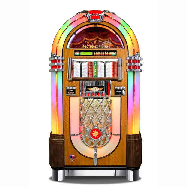 rock-ola-bubbler-vinyl-45-jukebox-walnuss-200-titel-bluetooth image 1