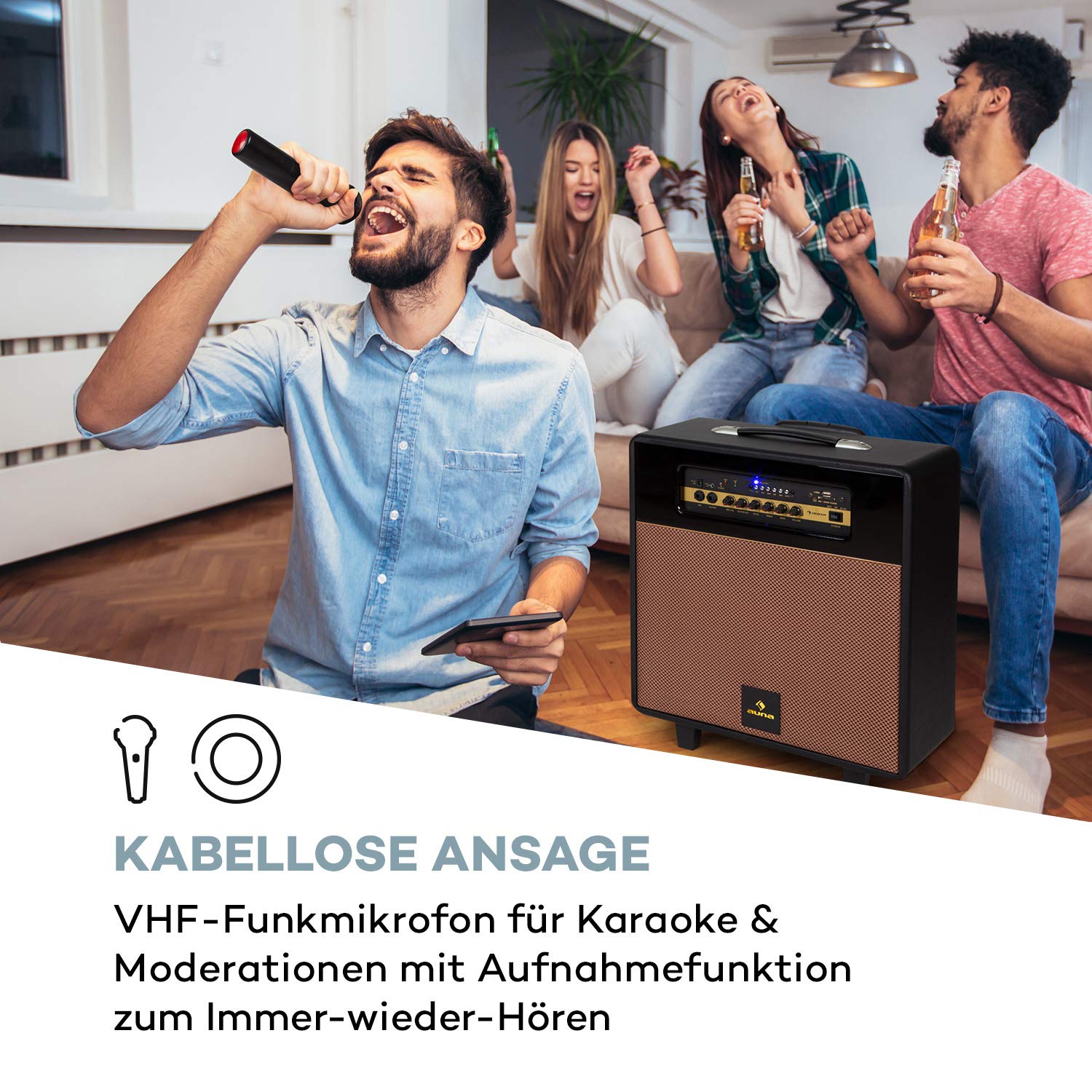 auna-streetstar-retro-30-mobile-pa-anlage-mit-bluetooth-10-zoll-woofer-100w-vhf- image 3